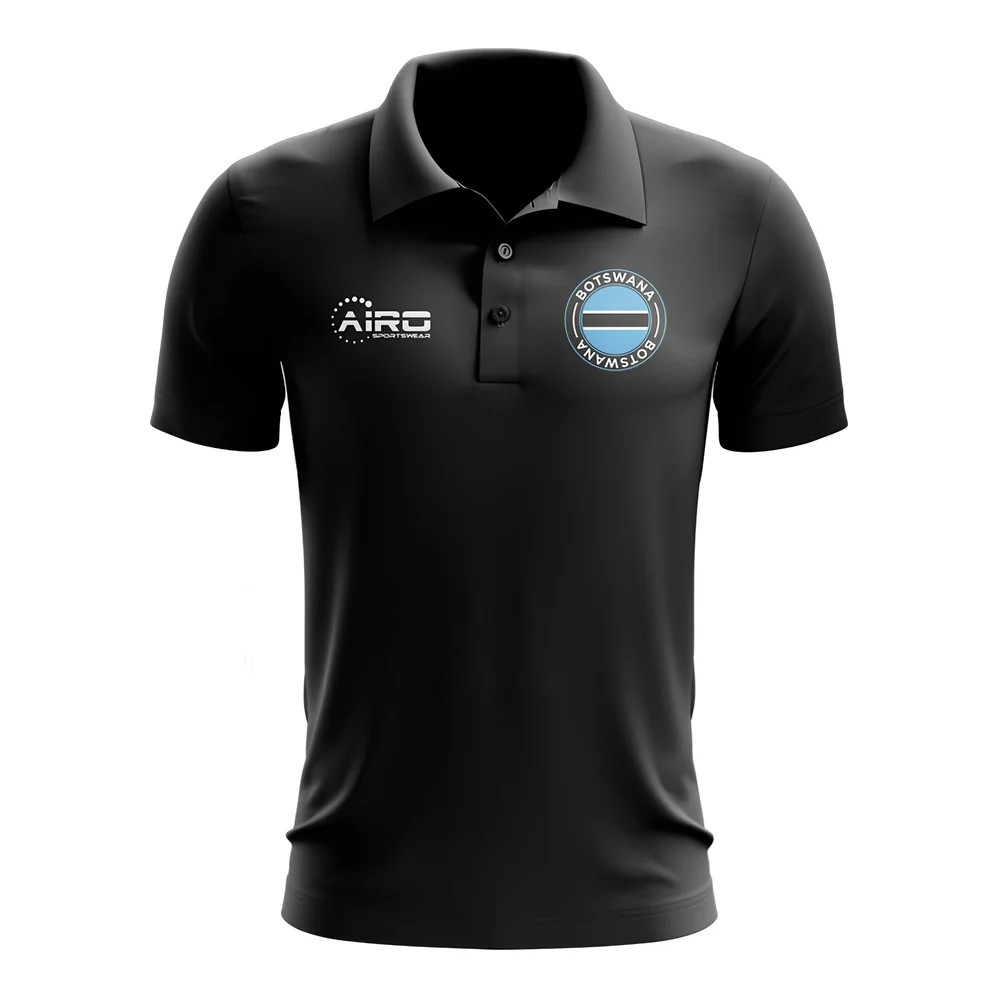 Botswana Football Polo Shirt (Black) Polyester Uksoccershop Men's Black Small