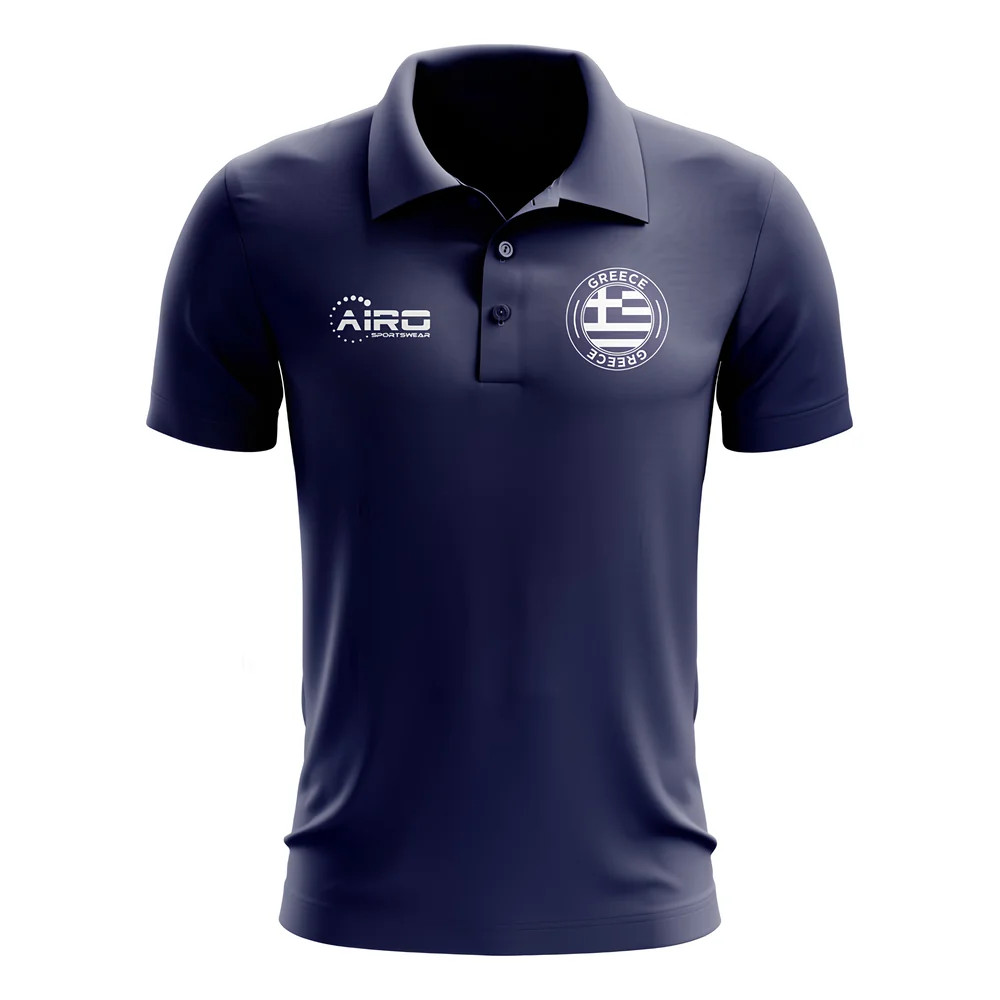 Greece Football Polo Shirt (Navy) Polyester Uksoccershop Men's Navy Xxl