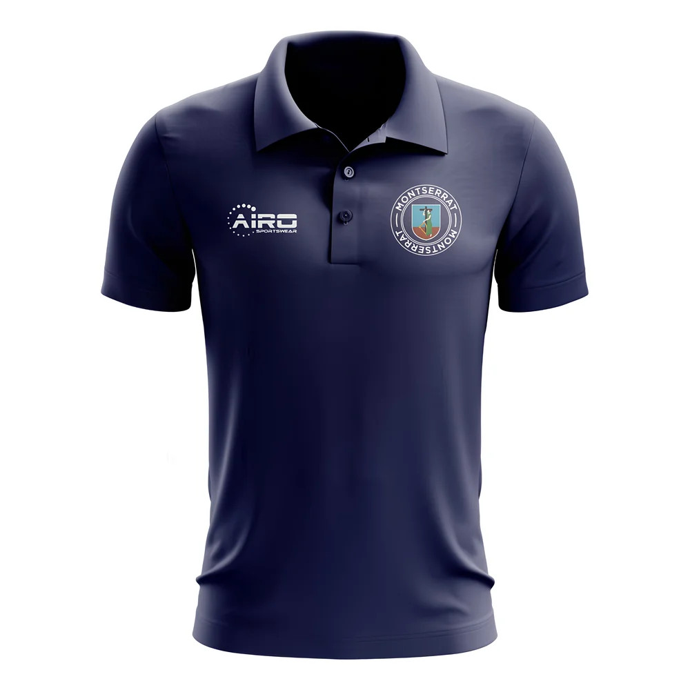 Montserrat Football Polo Shirt (Navy) Polyester Uksoccershop Men's Navy Extra Large