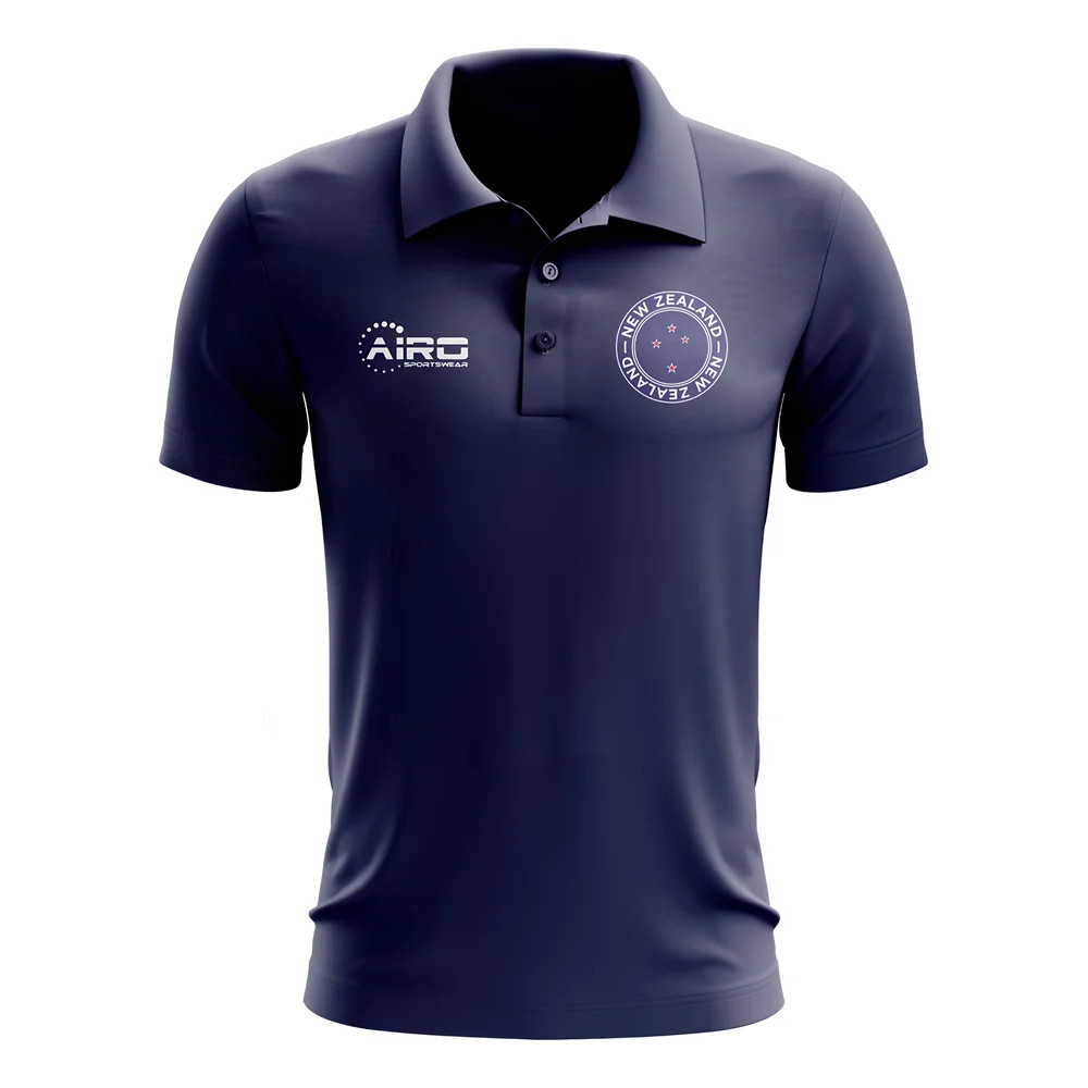 New Zealand Football Polo Shirt (Navy) Polyester Uksoccershop Men's Navy Medium