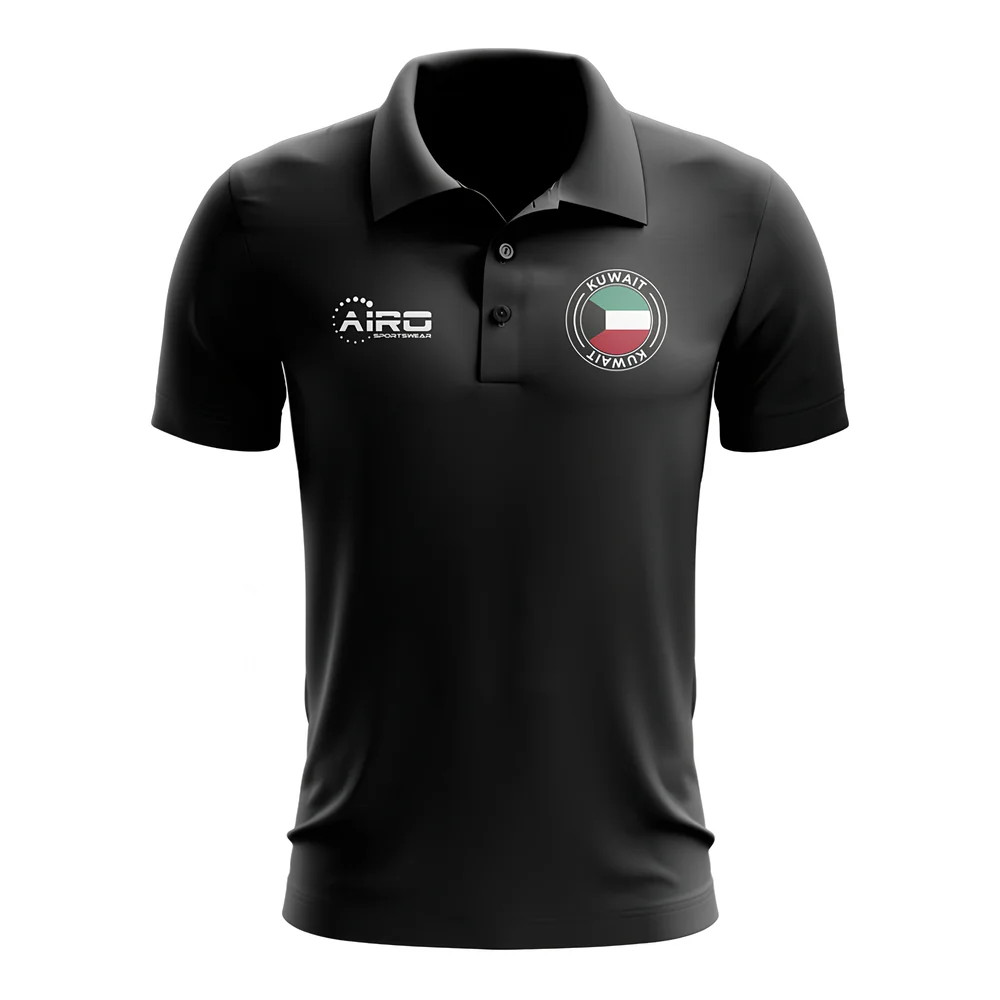 Kuwait Football Polo Shirt (Black) Polyester Uksoccershop Men's Black Large