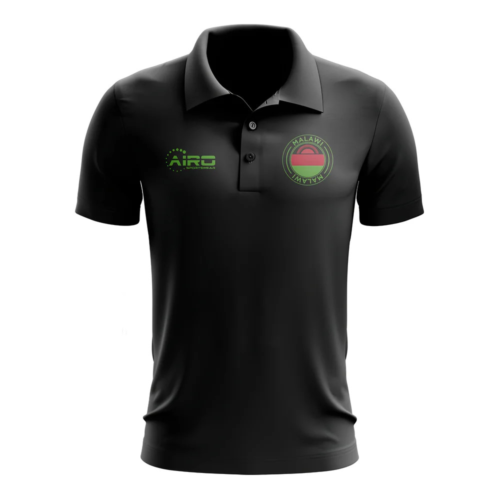 Malawi Football Polo Shirt (Black) Polyester Uksoccershop Men's Black Small