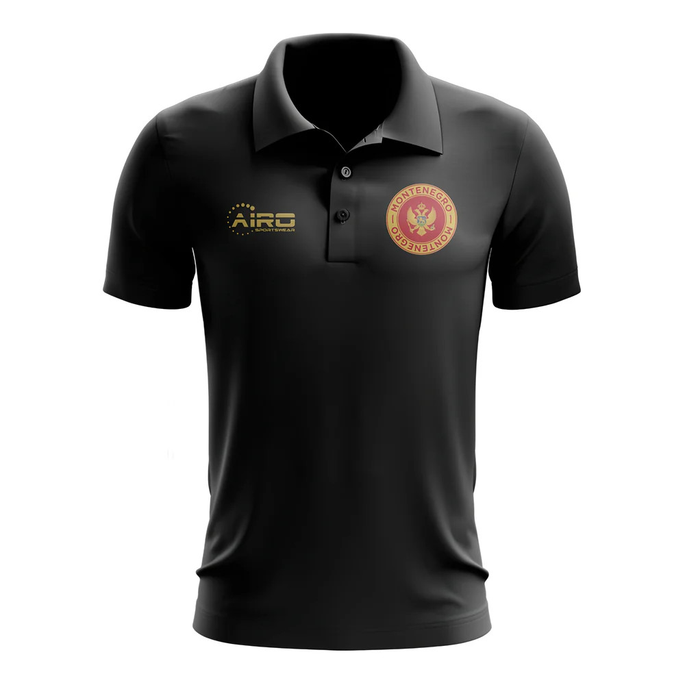 Montenegro Football Polo Shirt (Black) Polyester Uksoccershop Men's Black Large