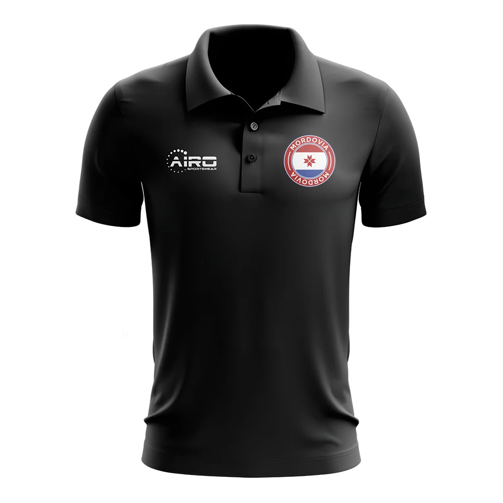 Mordovia Football Polo Shirt (Black) Polyester Newcastle Uksoccershop Men's Black Small