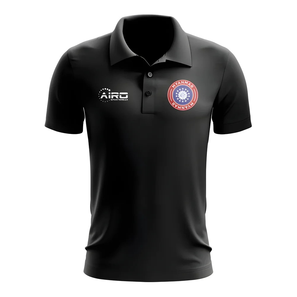 Myanmar Football Polo Shirt (Black) Polyester Mynamar Uksoccershop Men's Black Extra Large