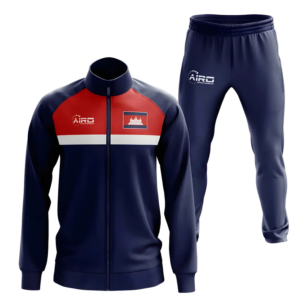 Cambodia Concept Football Tracksuit (Navy) Polyester Made By: Airo Sportswear Men's Navy Small
