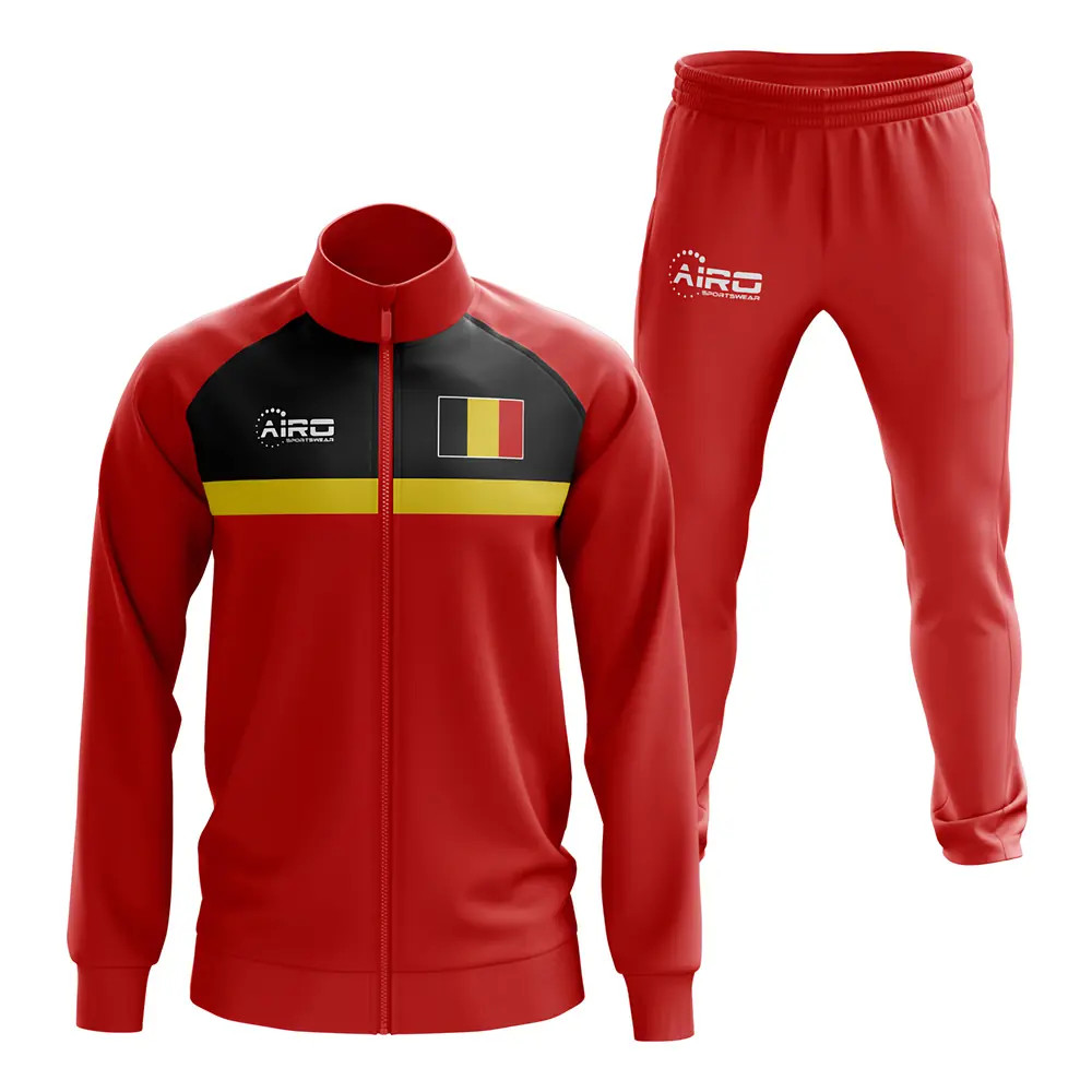 Belgium Concept Football Tracksuit (Red) Polyester Made By: Airo Sportswear Men's Red 3XL