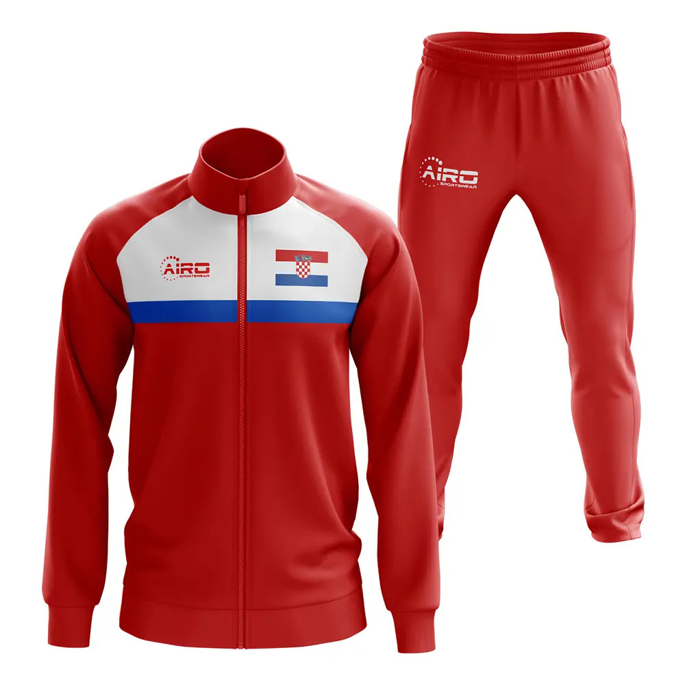 Croatia Concept Football Tracksuit (Red) Polyester Made By: Airo Sportswear Men's Red 5XL