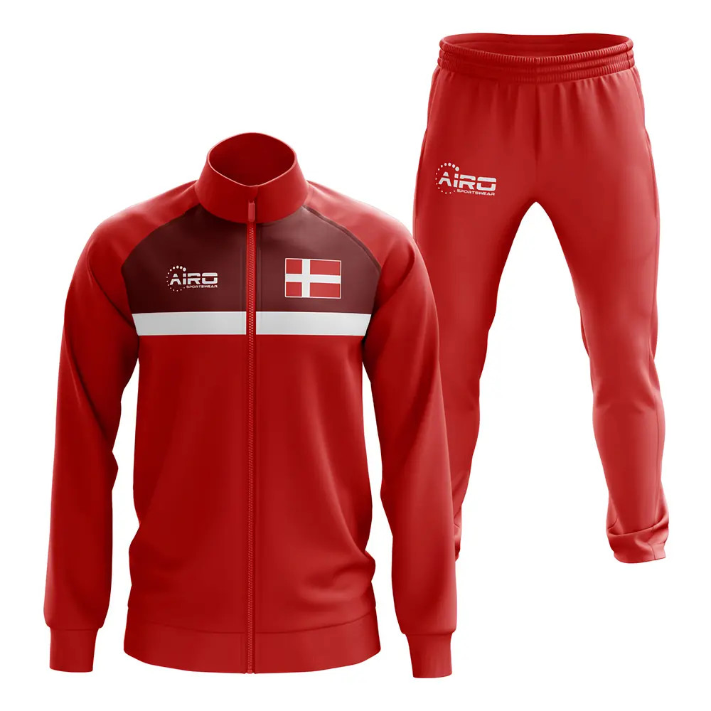 Denmark Concept Football Tracksuit (Red) Polyester Made By: Airo Sportswear Men's Red 3XL