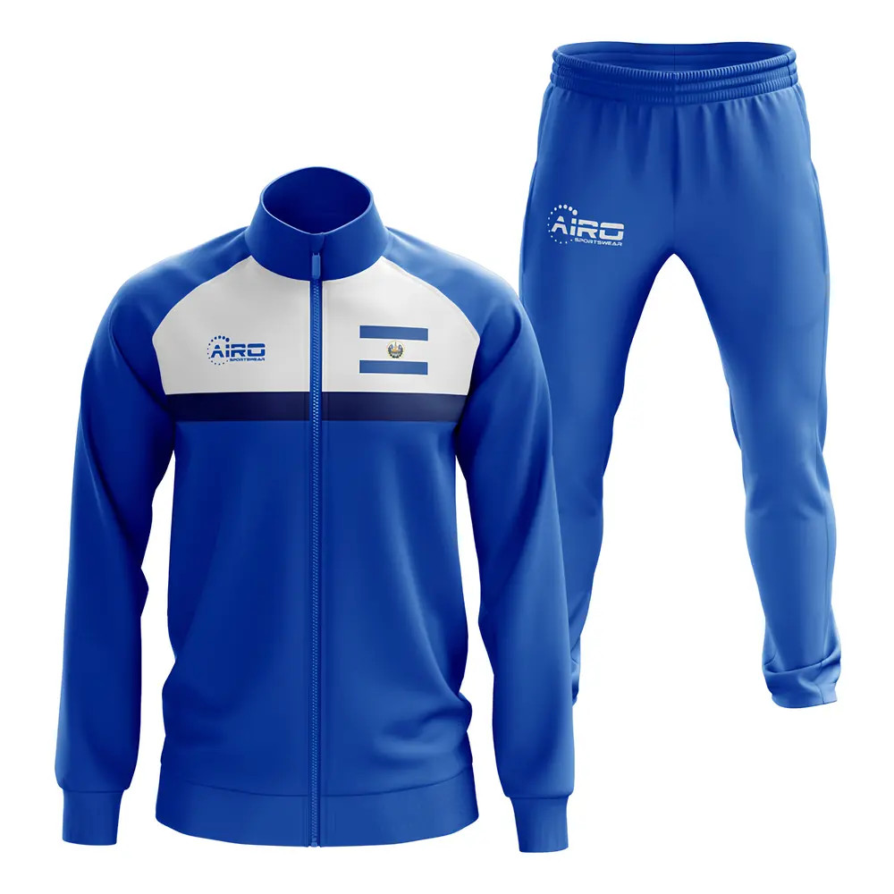 El Salvador Concept Football Tracksuit (Royal) Polyester Azerbaijan Made By: Airo Sportswear Men's Blue 4XL
