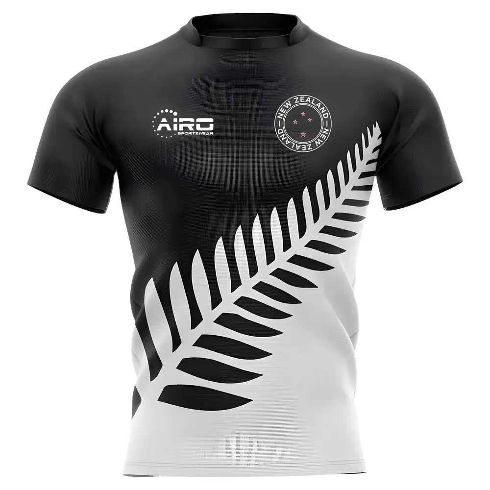 '25-'26 New Zealand All Fern Concept Rugby Shirt Polyester Azerbaijan Made By: Airo Sportswear Men's Black Large