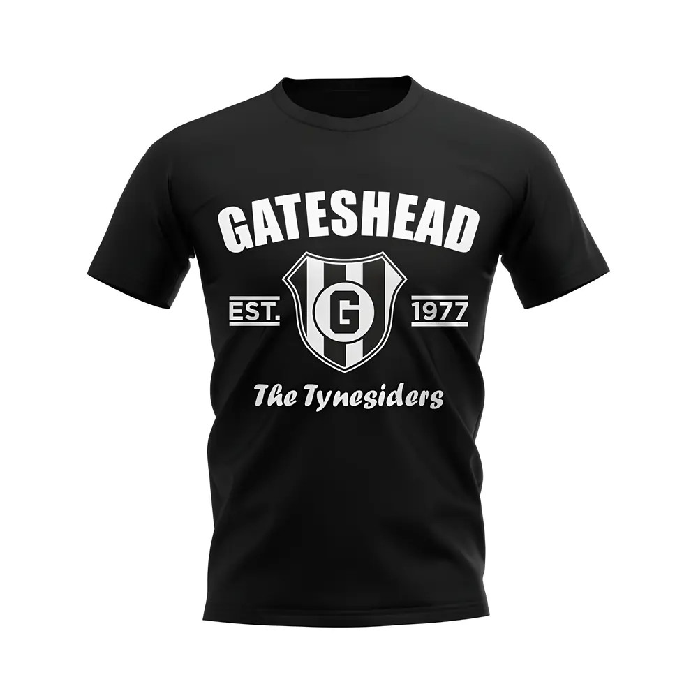 Gateshead Established Football T-Shirt (Black) Polyester Aston Villa Uksoccershop Men's Black Small