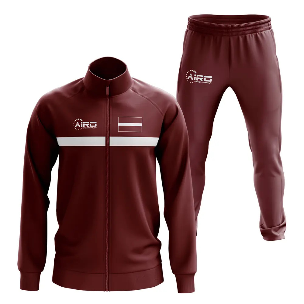 Latvia Concept Football Tracksuit (Maroon) Polyester Made By: Airo Sportswear Men's Maroon Xxl