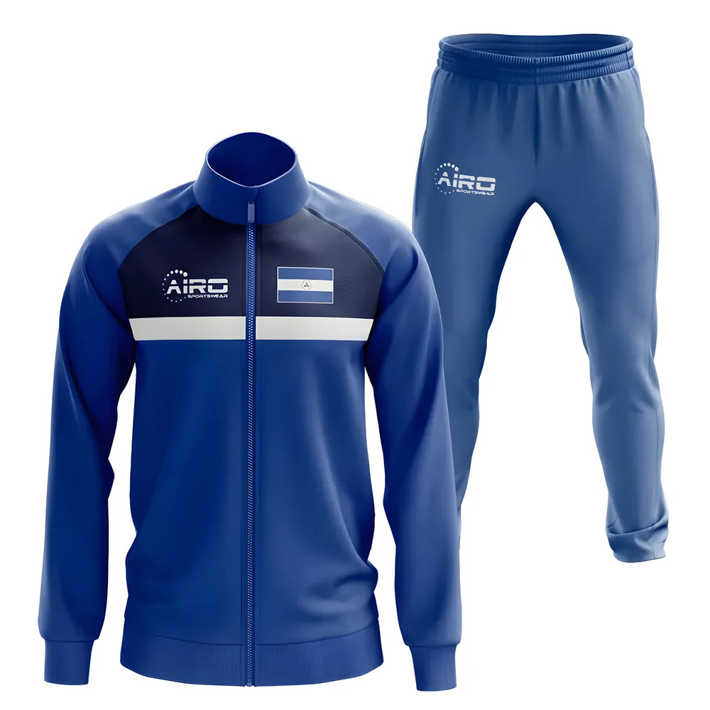 Nicaragua Concept Football Tracksuit (Blue) Polyester Made By: Airo Sportswear Men's Blue 3XL