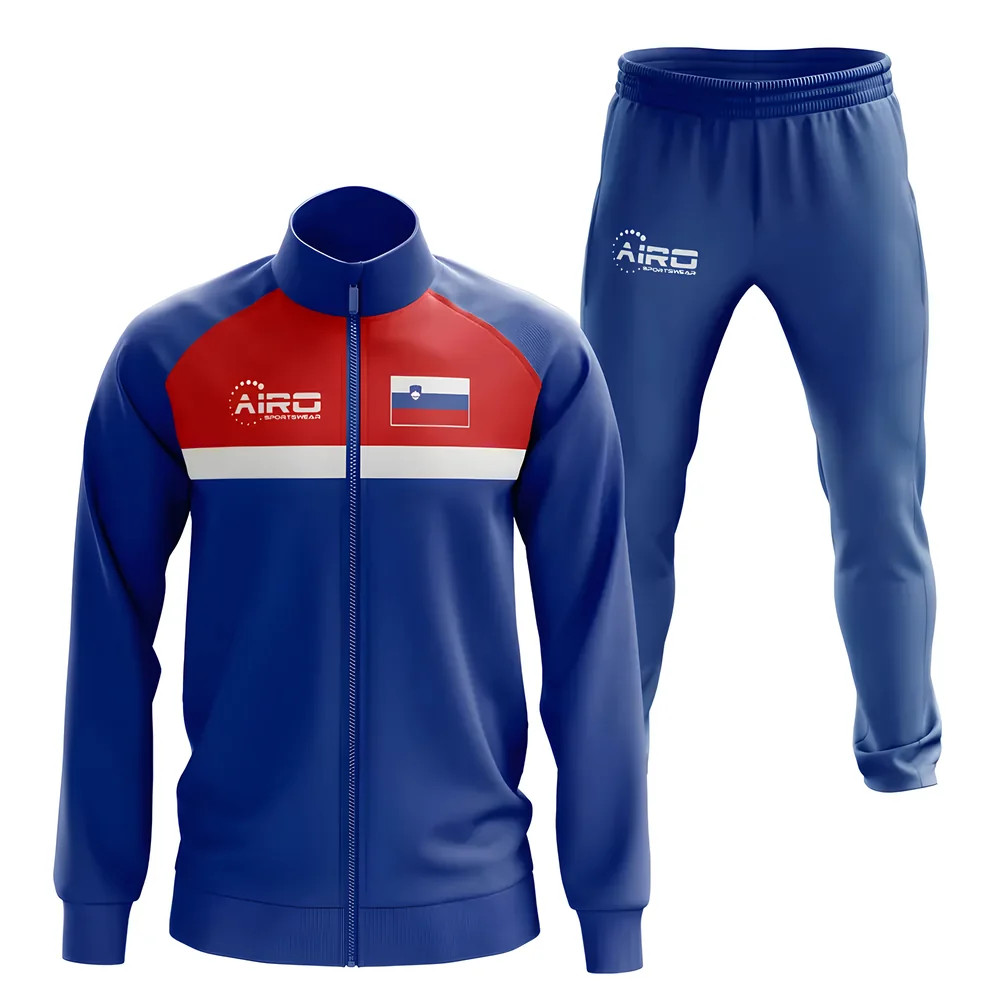 Slovenia Concept Football Tracksuit (Blue) Polyester Made By: Airo Sportswear Men's Blue 4XL