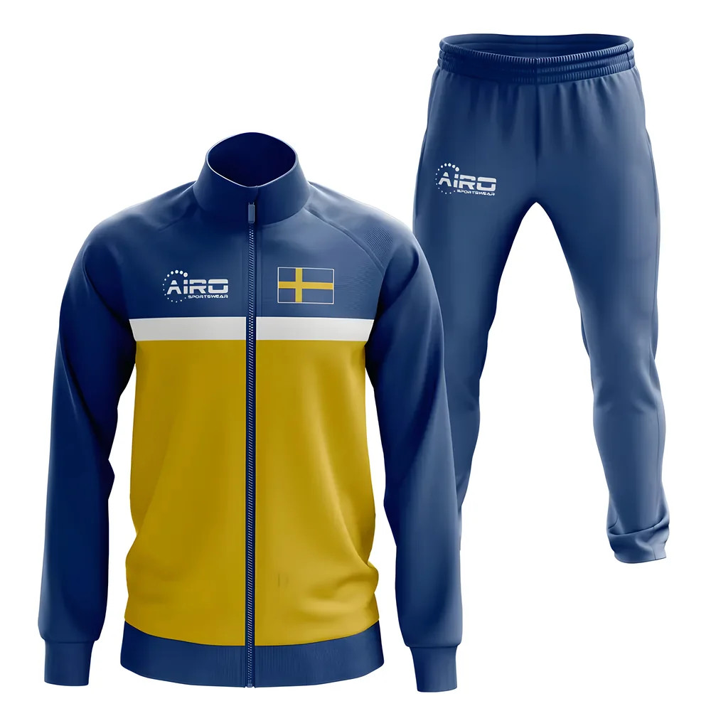Sweden Concept Football Tracksuit (Blue) Polyester Made By: Airo Sportswear Men's Blue 4XL