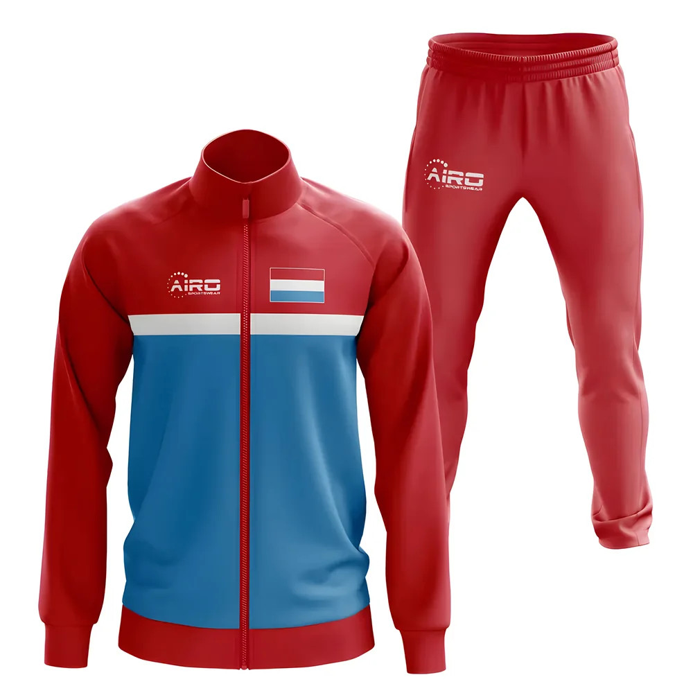 Luxembourg Concept Football Tracksuit (Red) Polyester Made By: Airo Sportswear Men's Red 4XL