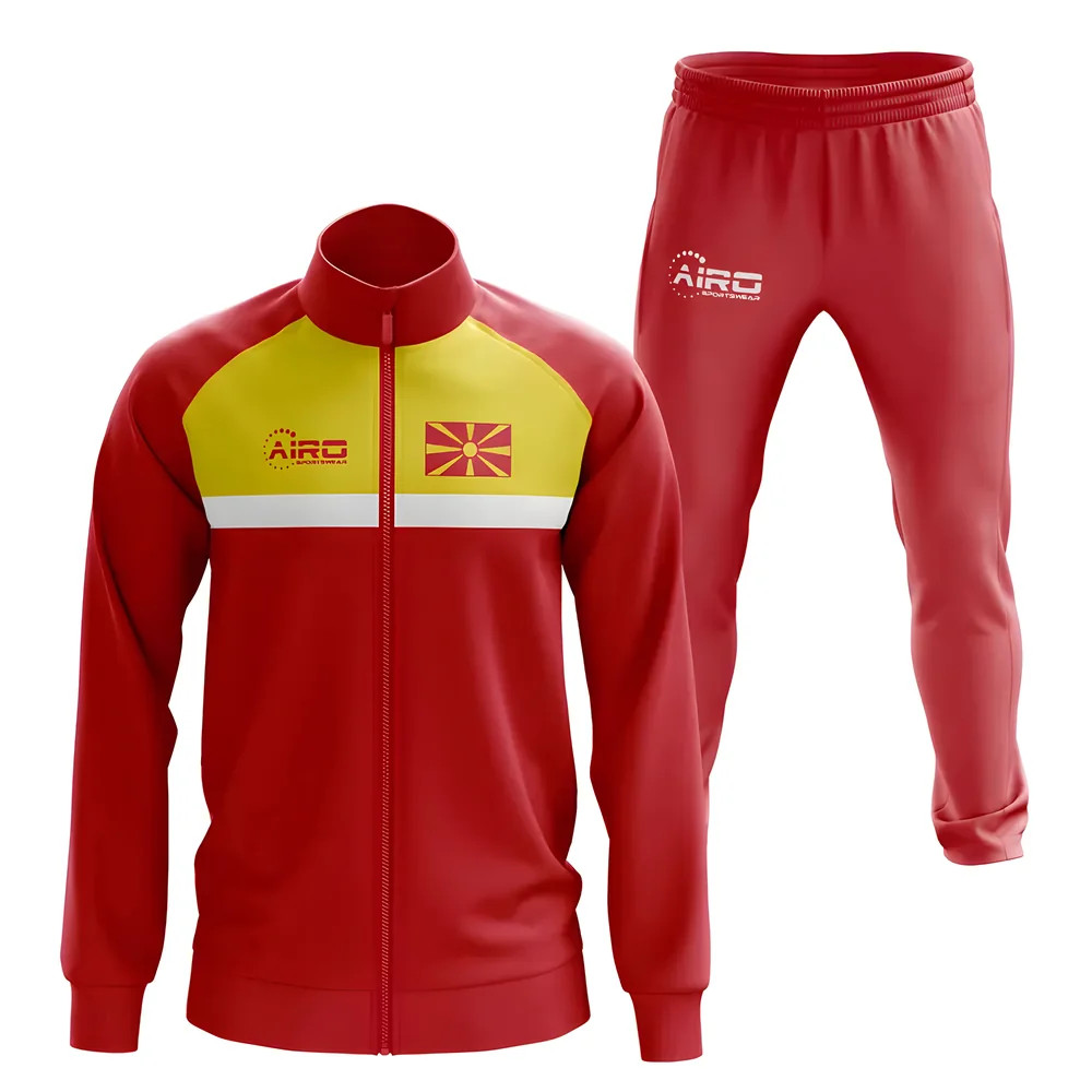 Macedonia Concept Football Tracksuit (Red) Polyester Made By: Airo Sportswear Men's Red 4XL