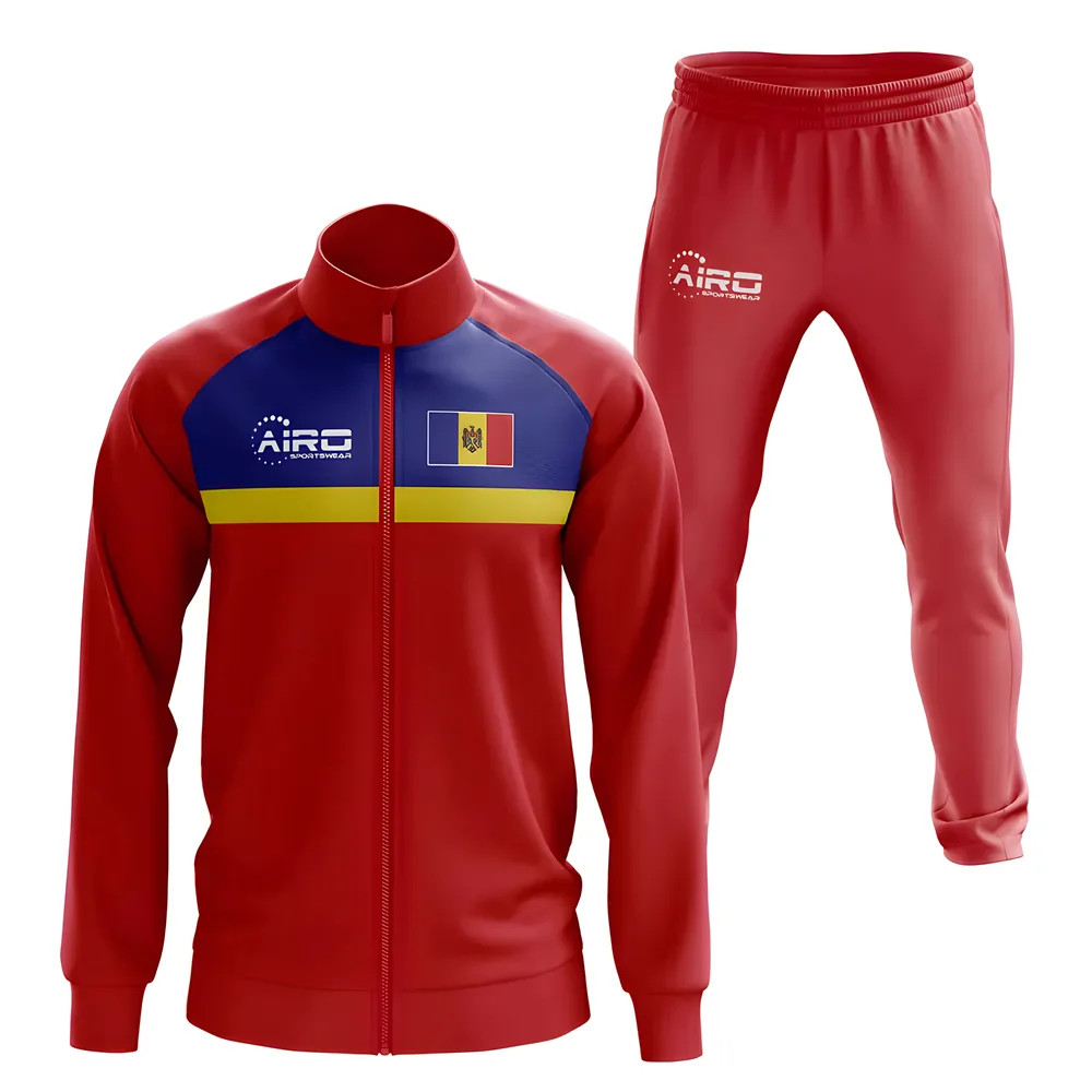 Moldova Concept Football Tracksuit (Red) Polyester Made By: Airo Sportswear Men's Red 4XL