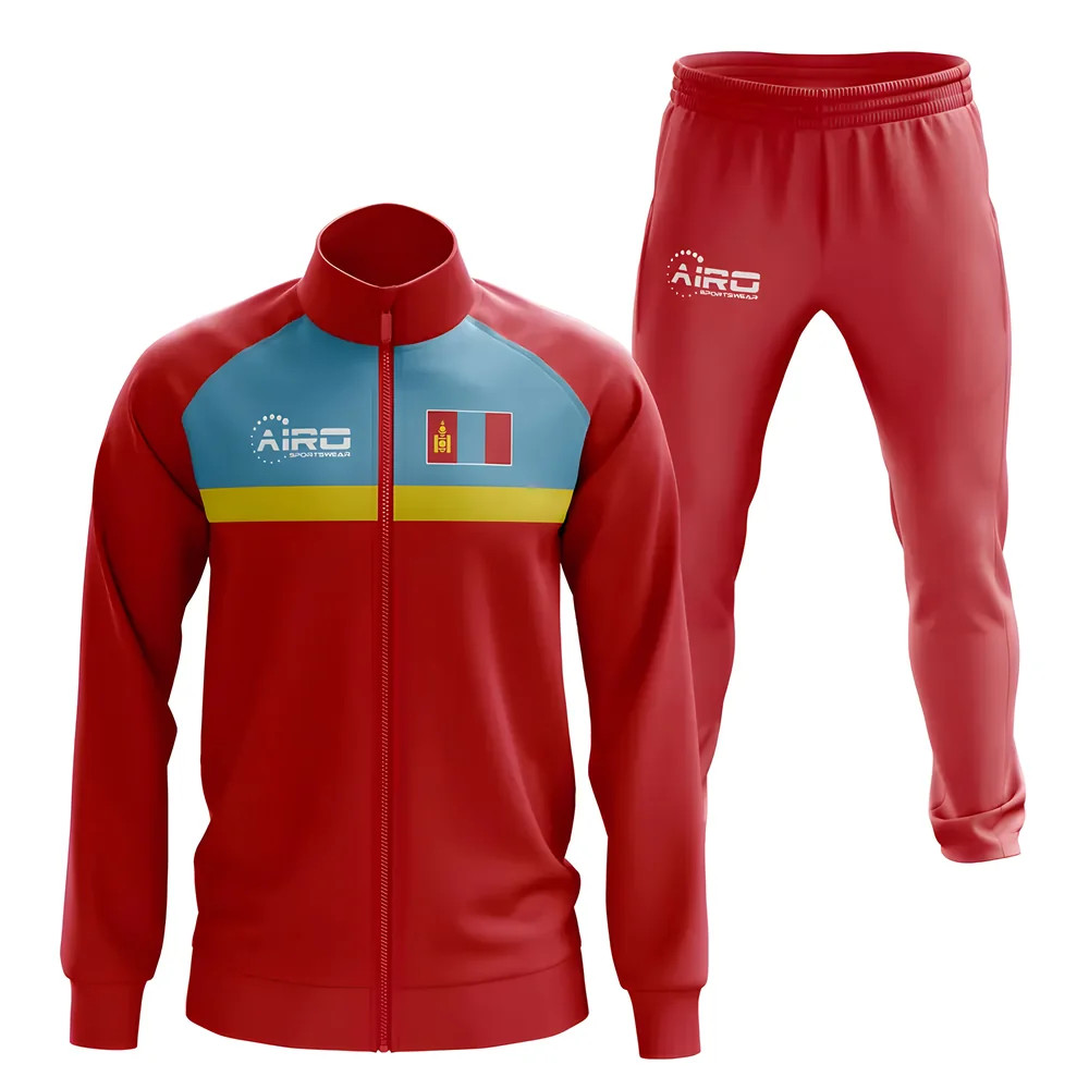 Mongolia Concept Football Tracksuit (Red) Polyester Made By: Airo Sportswear Men's Red 4XL