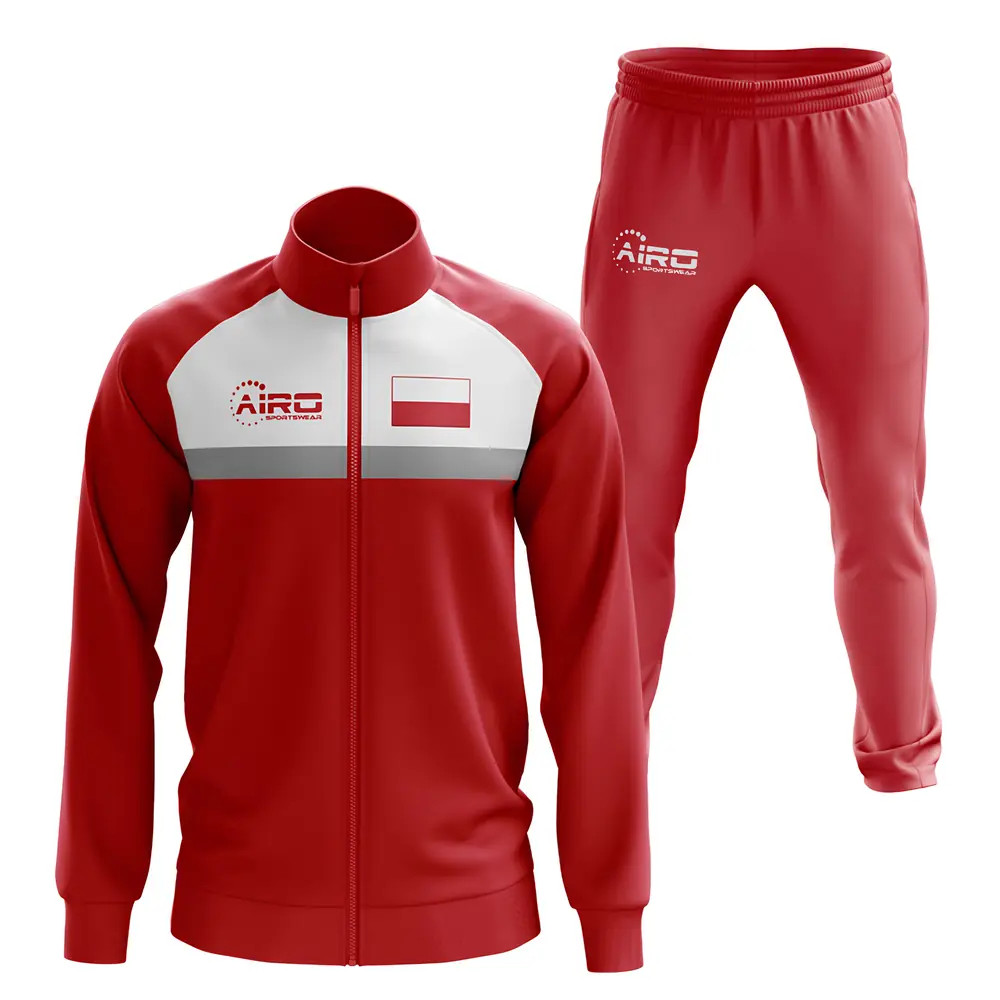 Poland Concept Football Tracksuit (Red) Polyester Made By: Airo Sportswear Men's Red 4XL