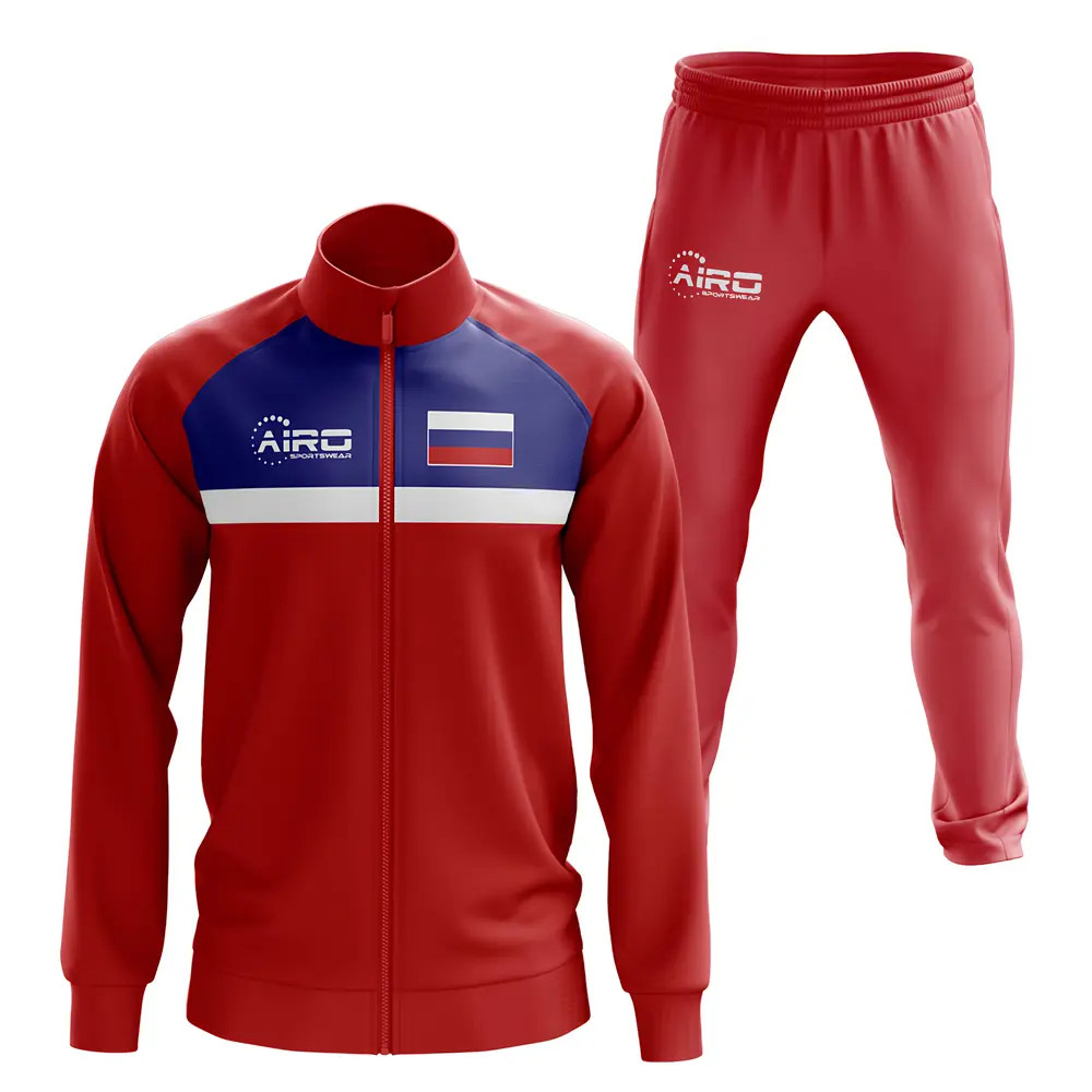 Russia Concept Football Tracksuit (Red) Polyester Made By: Airo Sportswear Men's Red 4XL
