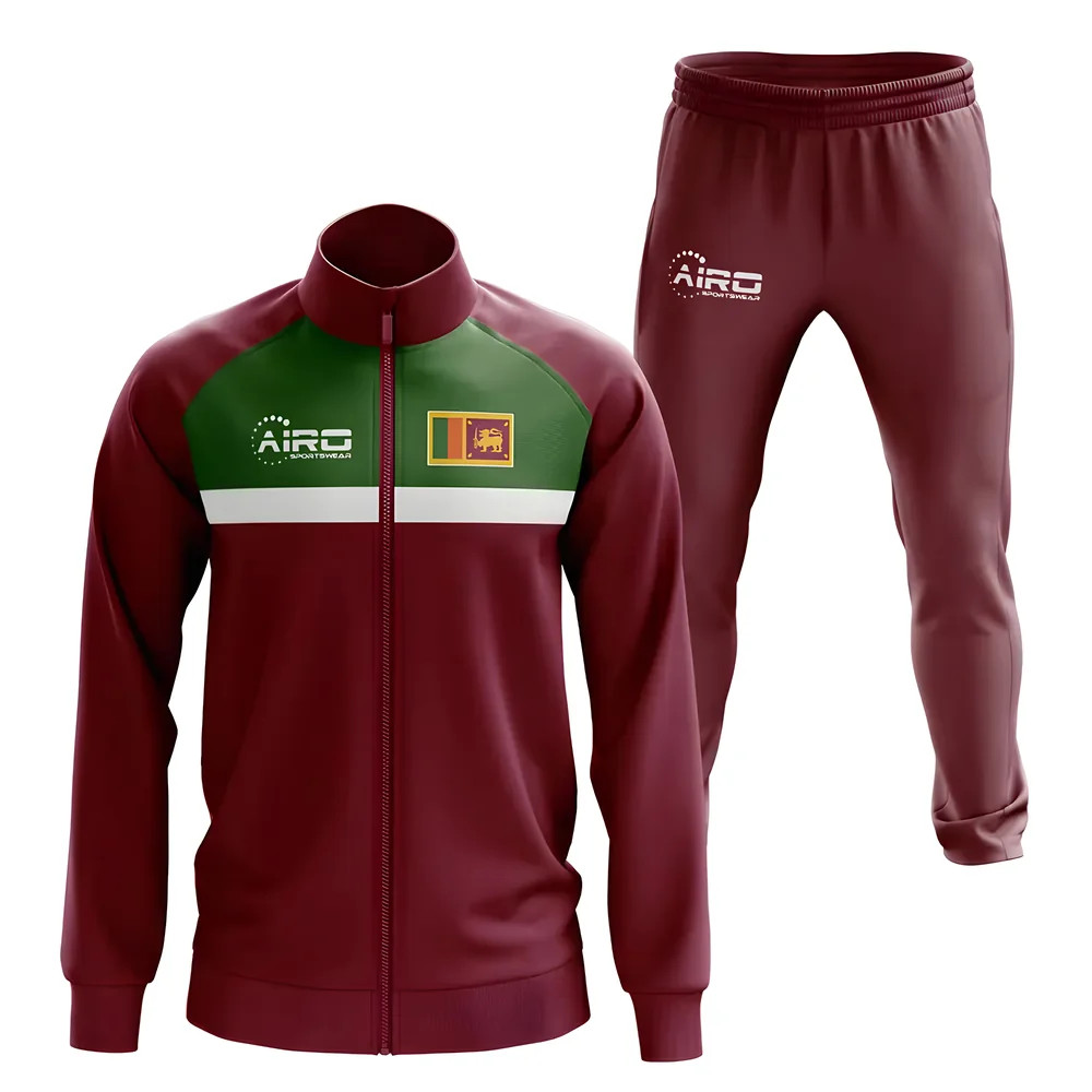 Sri Lanka Concept Football Tracksuit (Red) Polyester Made By: Airo Sportswear Men's Red 3XL