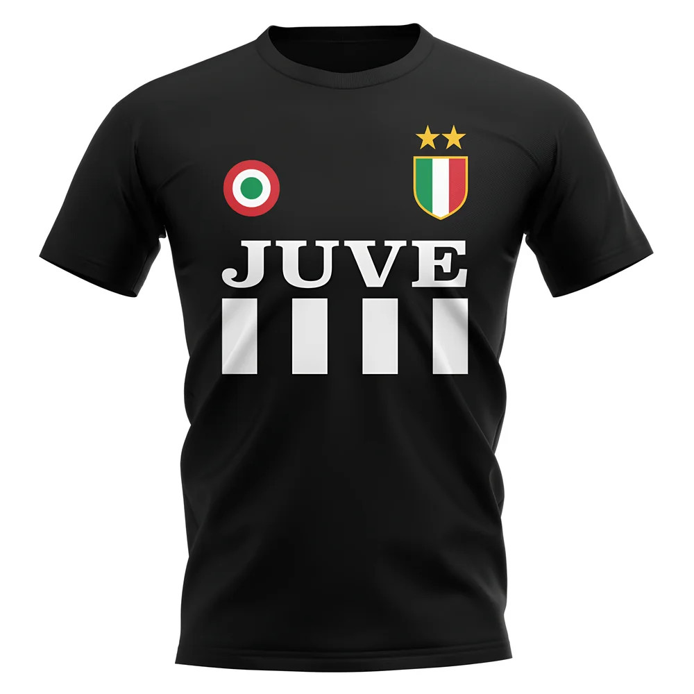 Juventus Vintage Football T-Shirt (Black) Polyester Uksoccershop Men's Black Xxl