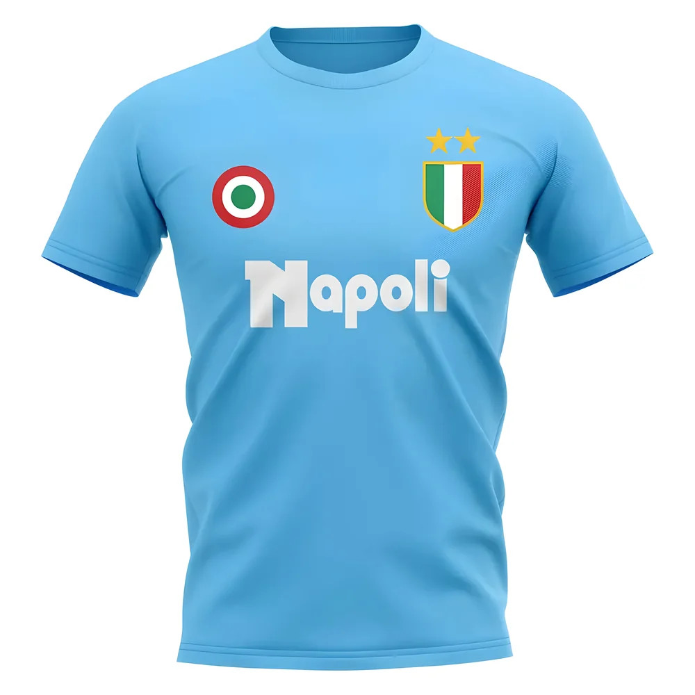 Napoli Vintage Football T-Shirt (Sky) Polyester Uksoccershop Men's Sky Blue Extra Large