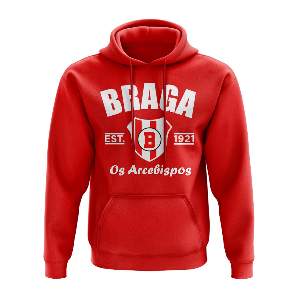 Braga Established Football Hoody (Red) Polyester Sporting Braga Uksoccershop Men's Red Extra Large