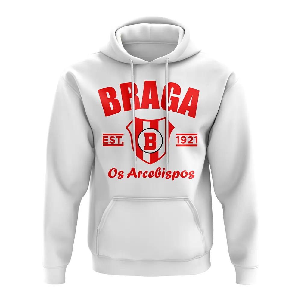 Braga Established Football Hoody (White) Polyester Sporting Braga Uksoccershop Men's White Extra Small