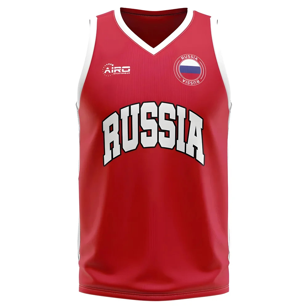 Russia Home Concept Basketball Shirt Polyester Made By: Airo Sportswear Men's Red 4XL