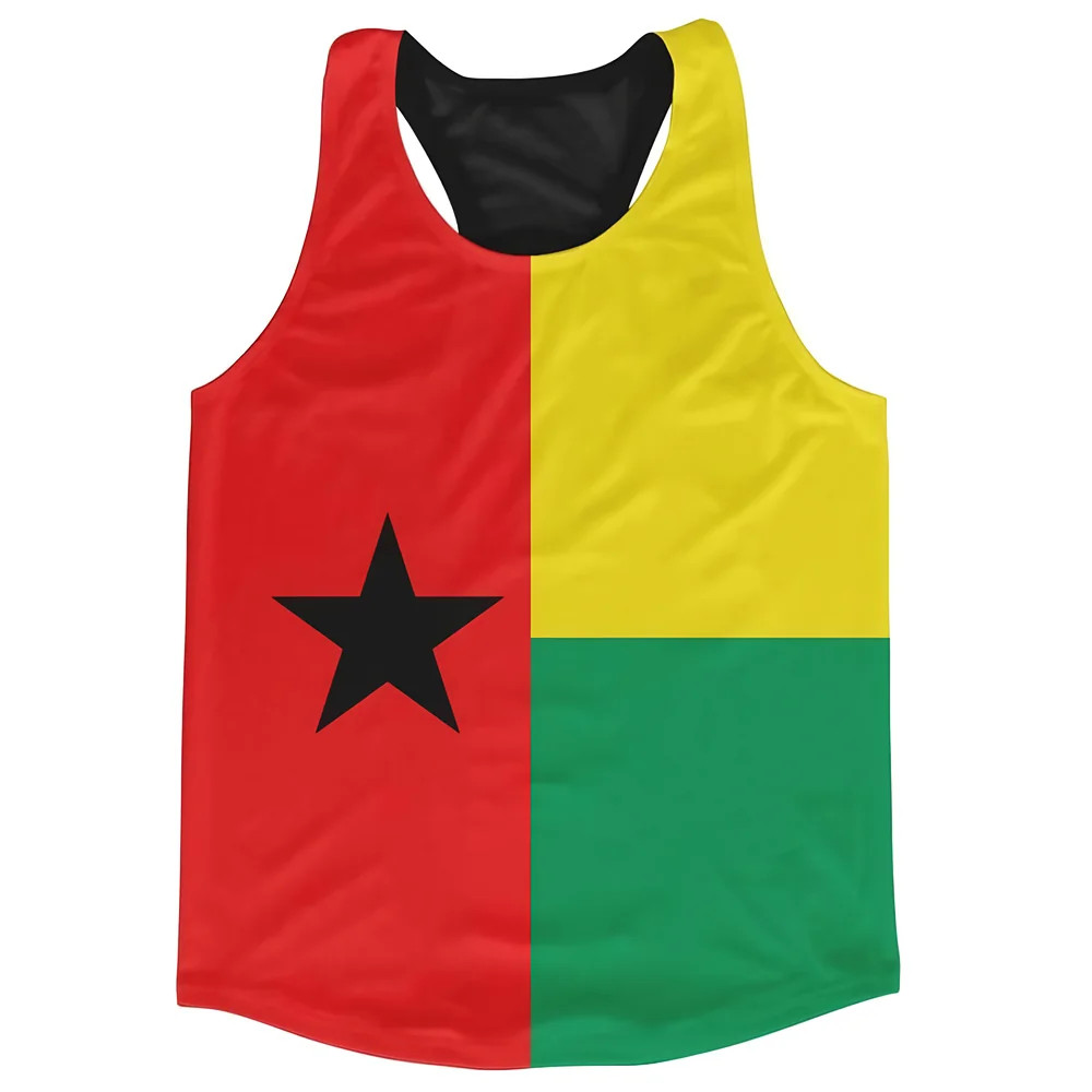 Guinea Bissau Flag Running Vest Polyester Made By: Airo Sportswear Men's Yellow Small