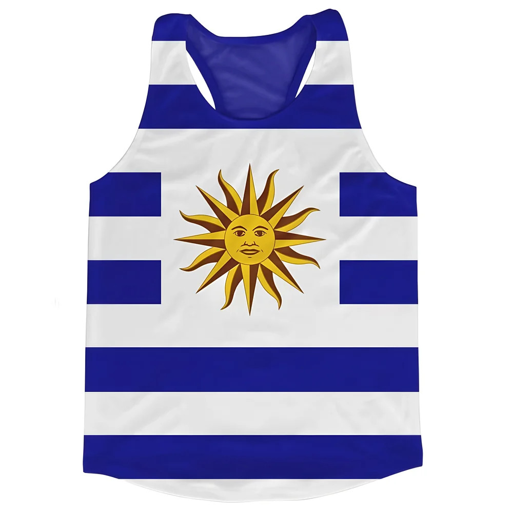 Uruguay Flag Running Vest Polyester Made By: Airo Sportswear Men's Blue 5XL