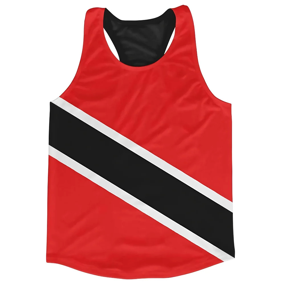 Trinidad And Tobago Flag Running Vest Polyester Made By: Airo Sportswear Men's Red Large