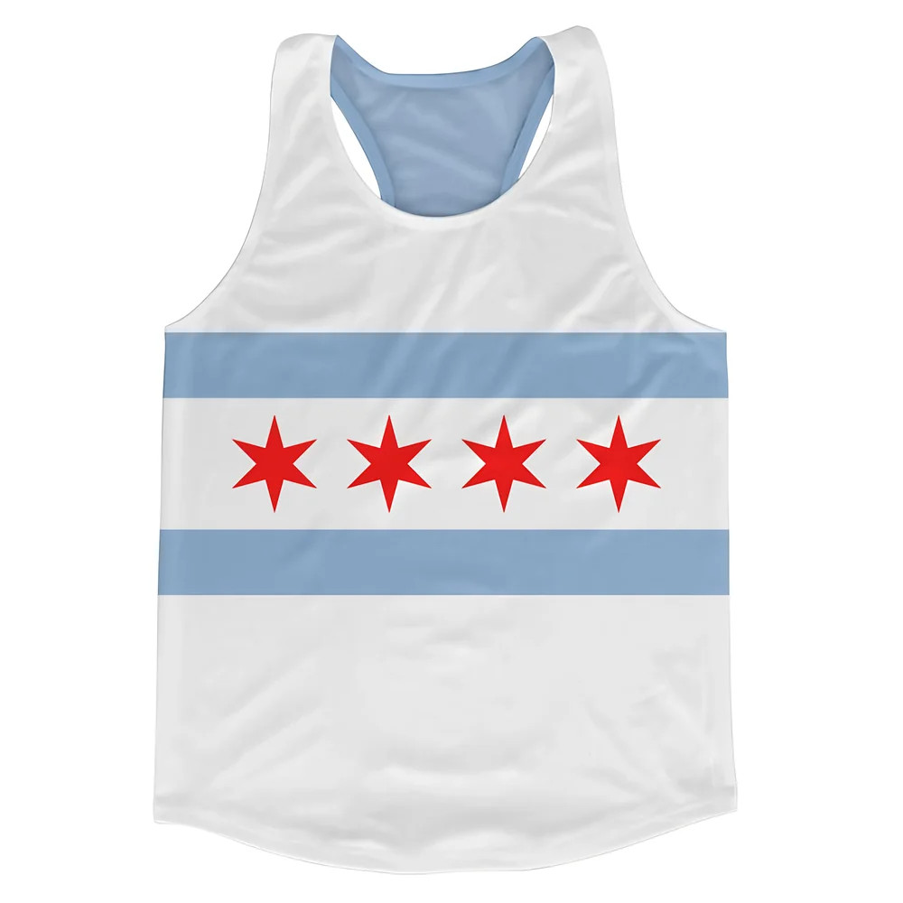 Chicago Flag Running Vest Polyester Usa Made By: Airo Sportswear Men's Blue Xxl