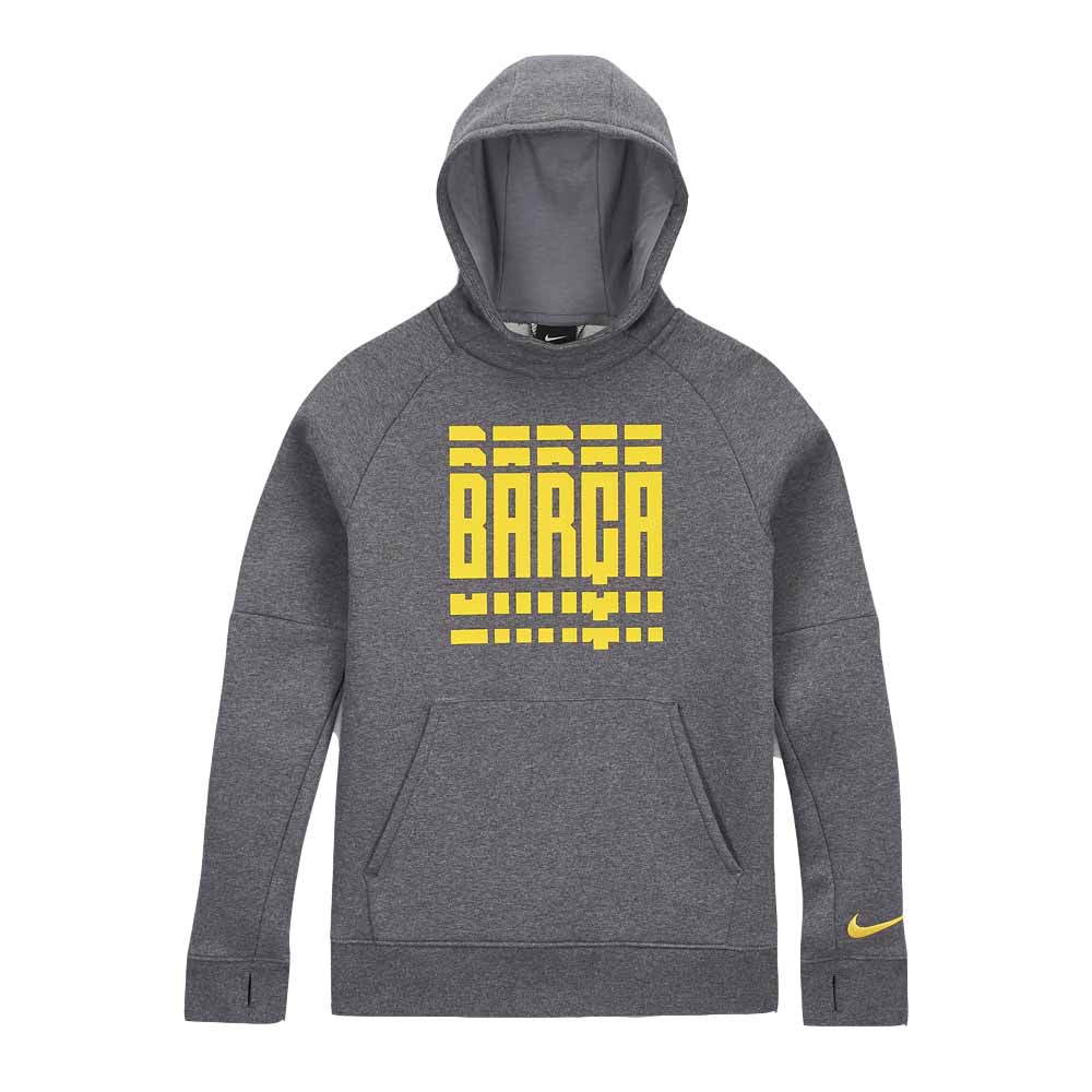 Click to view product details and reviews for 2020 2021 Barcelona Nike Fleece Hoodie Charcoal Kids.