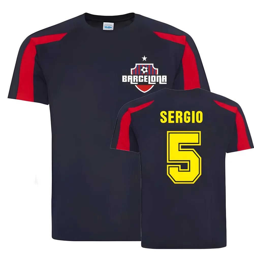 Sergio Busquets Barcelona Sports Training Jersey (Navy) Polyester Uksoccershop Men's Navy Medium