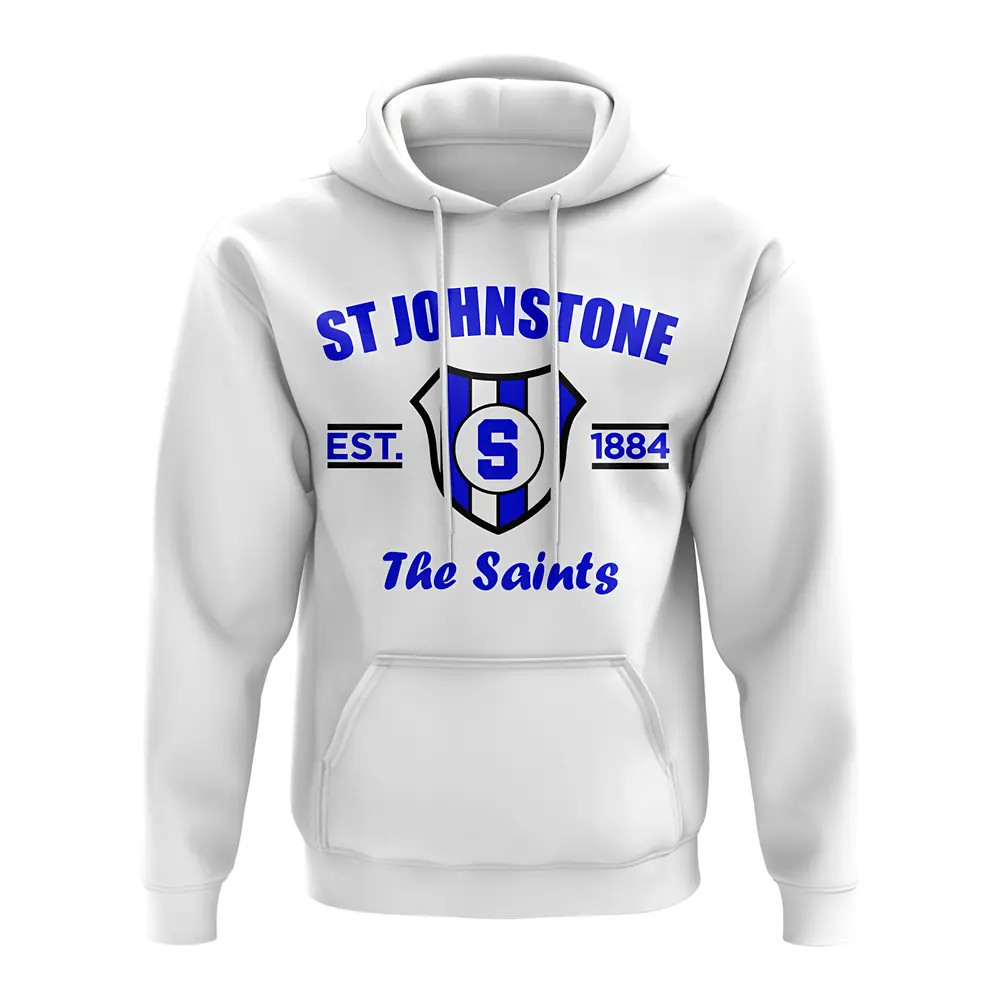 St Johnstone Established Football Hoody (White) Polyester Uksoccershop Men's White Extra Large