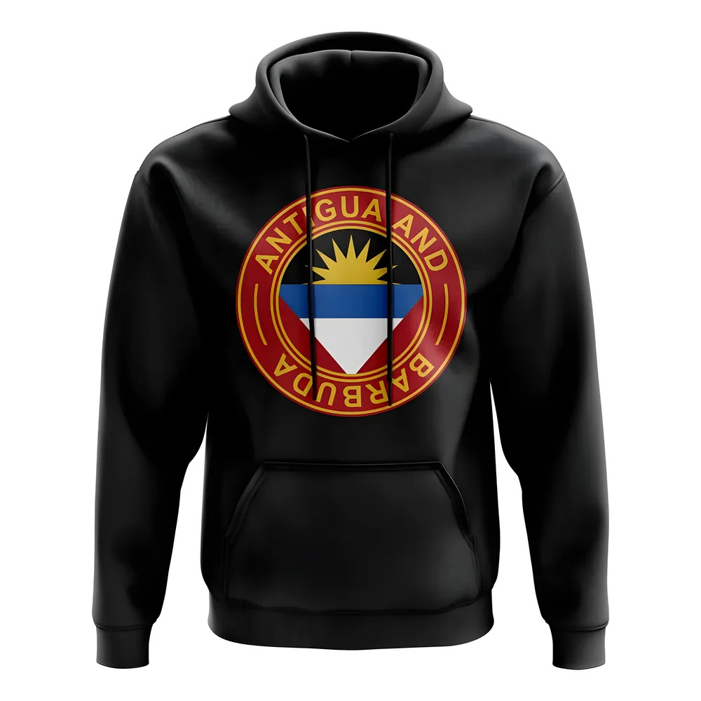Antigua And Barbuda Football Badge Hoodie (Black) Polyester Uksoccershop Men's Black Xxl