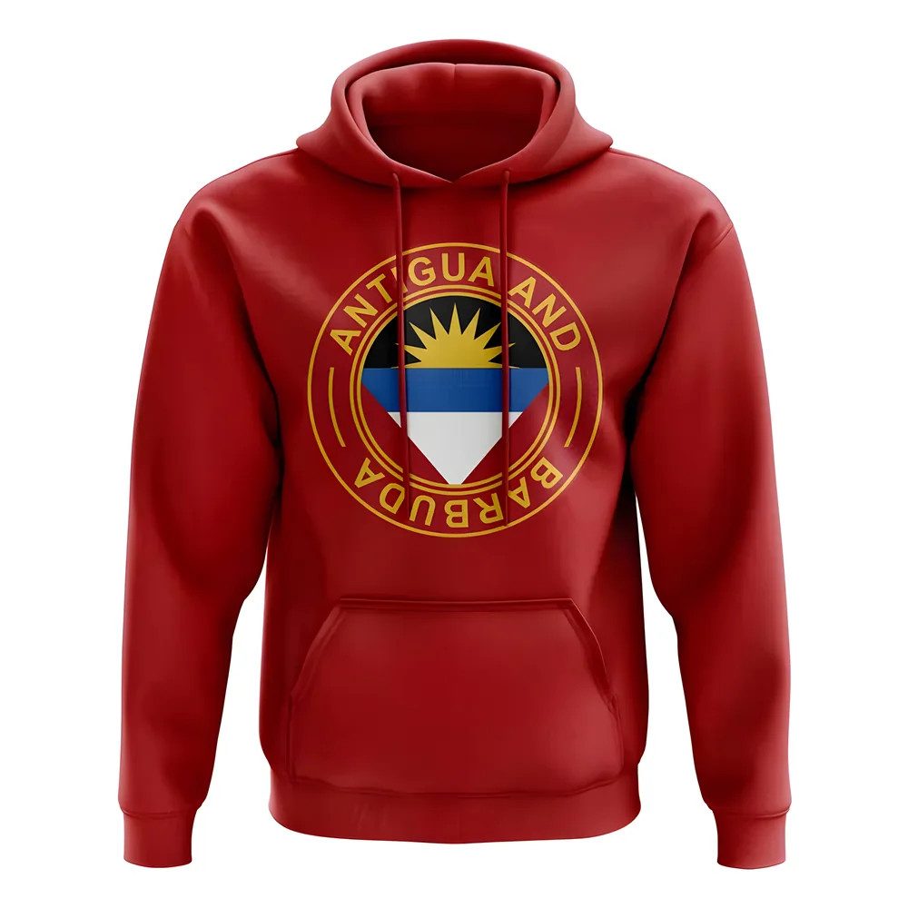 Antigua And Barbuda Football Badge Hoodie (Red) Polyester Uksoccershop Men's Red Medium