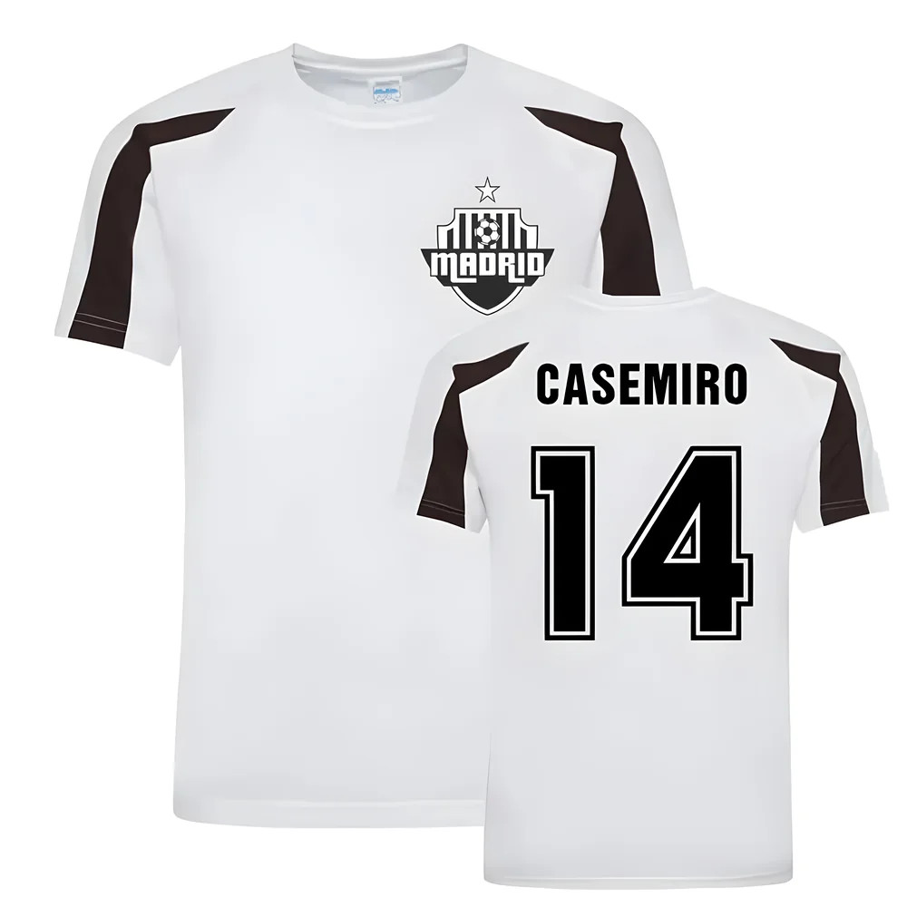 Casemiro Madrid Sports Training Jersey (White) Polyester Real Madrid Uksoccershop Men's White Small