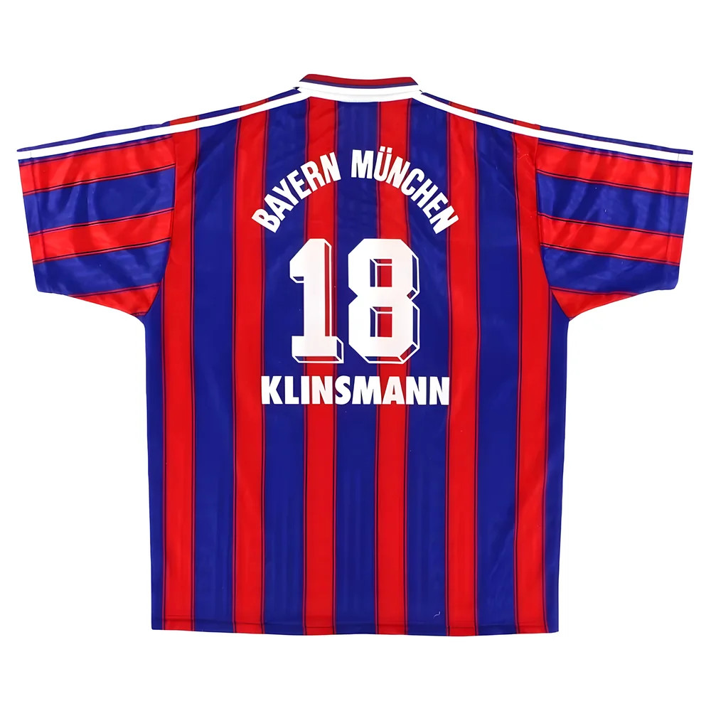 '95-'97 Bayern Munich Home Shirt #18 Klinsmann ((Good) S) Polyester Made By: Adidas Men's Red Small