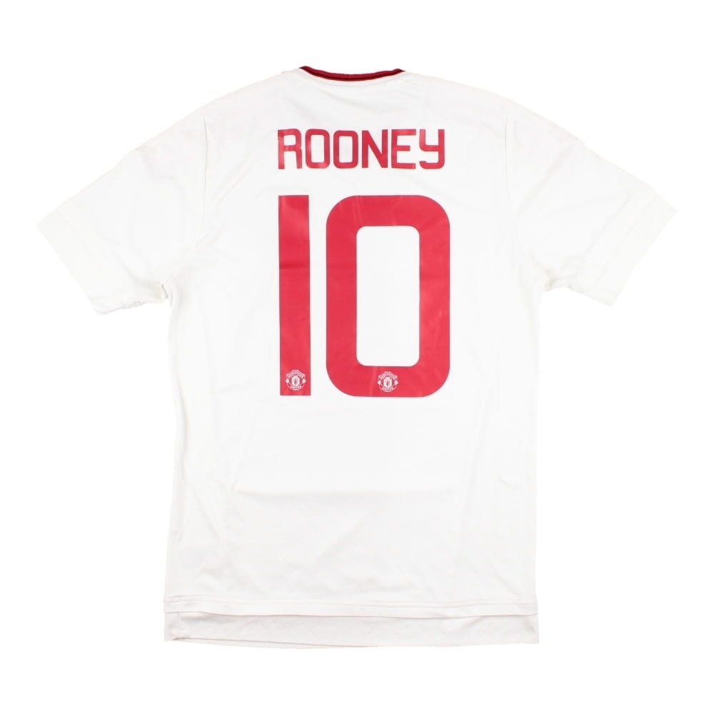 '15-'16 Manchester United Away Shirt (Rooney #10) ((Excellent) S) Polyester Made By: Adidas Men's White Small