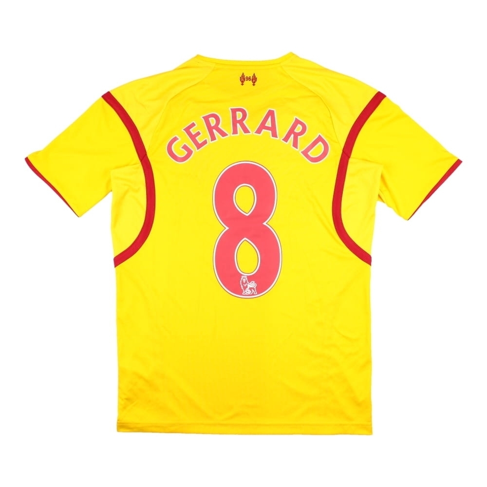 '14-'15 Liverpool Away Shirt (Gerrard #8) ((Excellent) M) Polyester Made By: Warrior Men's Yellow Medium