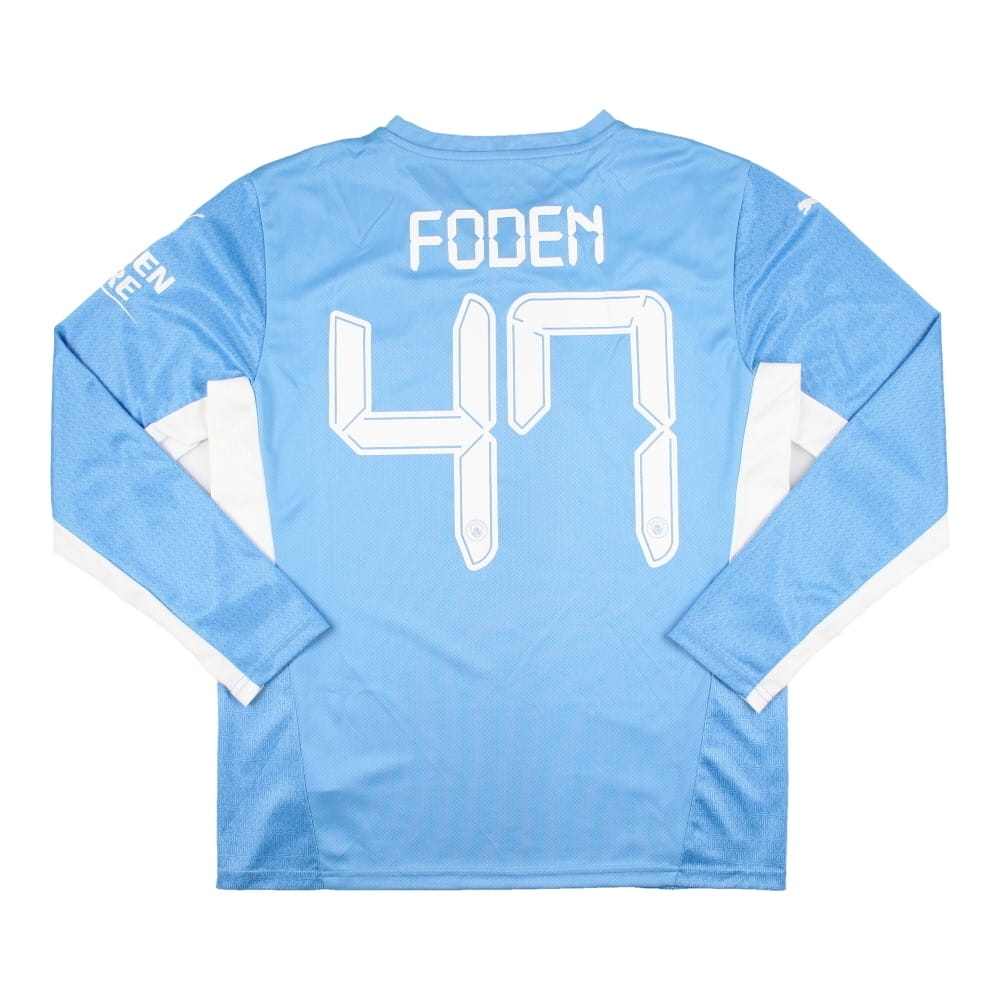 Manchester City 2021-22 Home Long Sleeve Shirt (Foden #47) ((Mint) L)