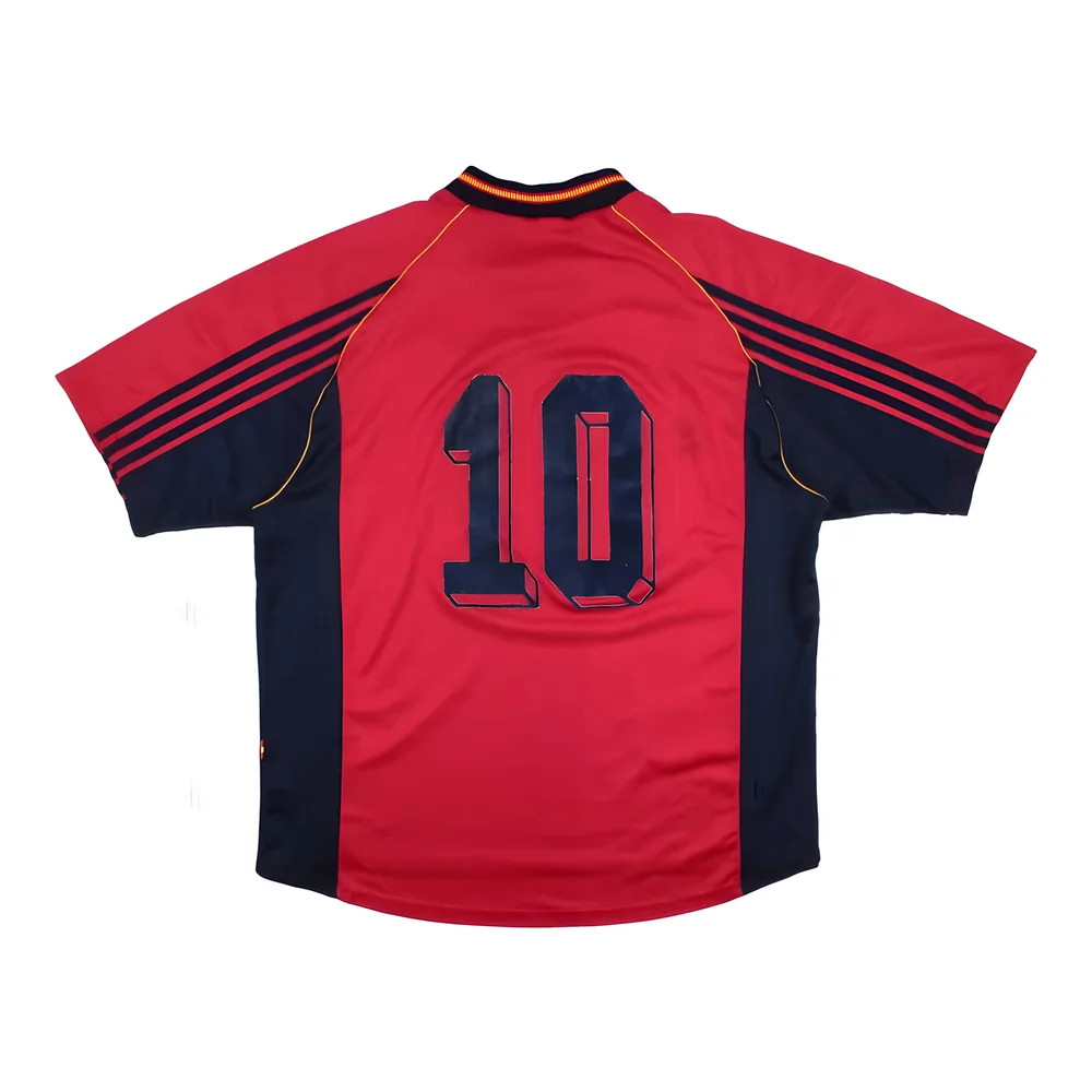 '98-'99 Spain Home Shirt (Raul #10) ((Very Good) Polyester Made By: Adidas Men's Red Extra Large
