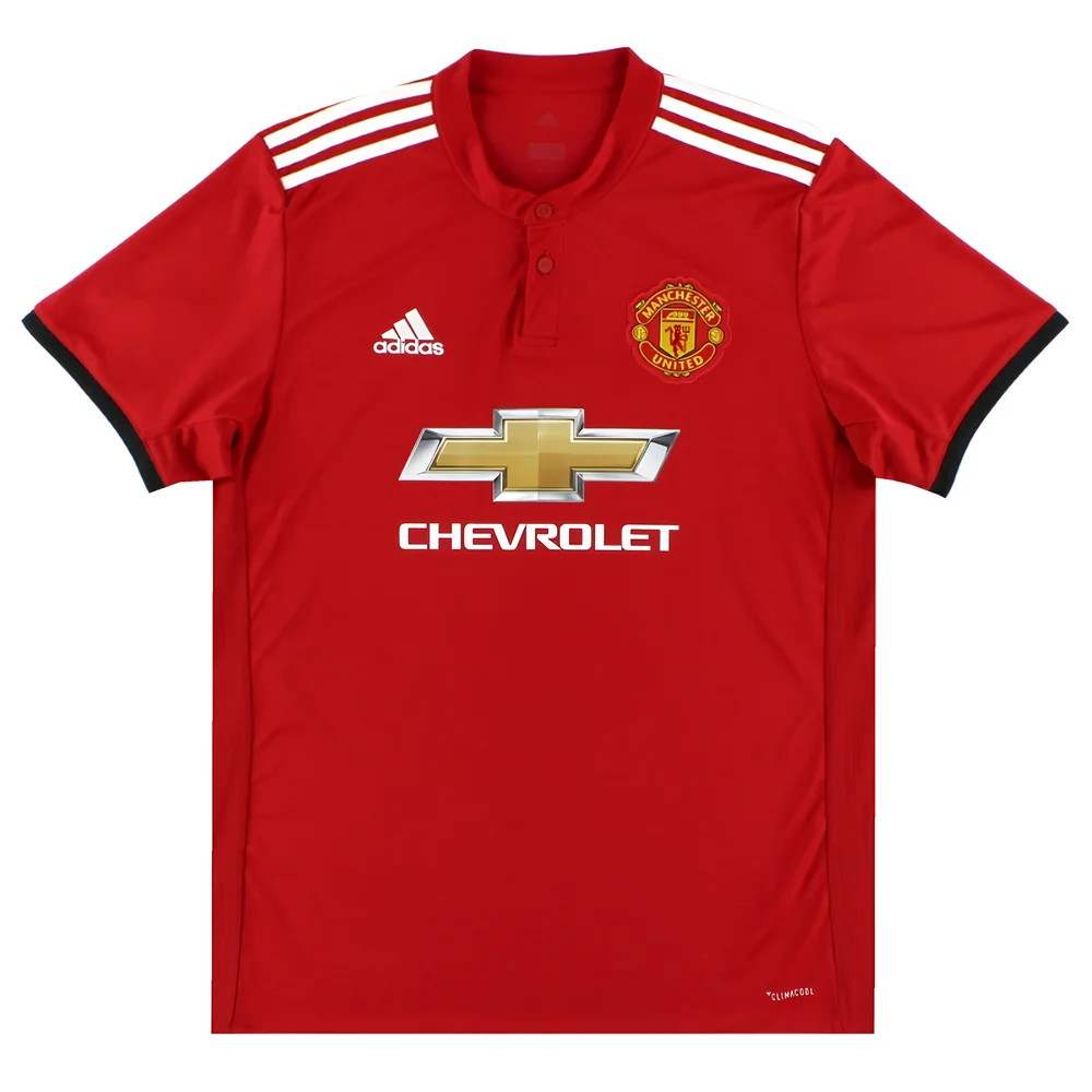 '17-'18 Manchester United Home Shirt (Excellent) Polyester Made By: Adidas Men's Red Large