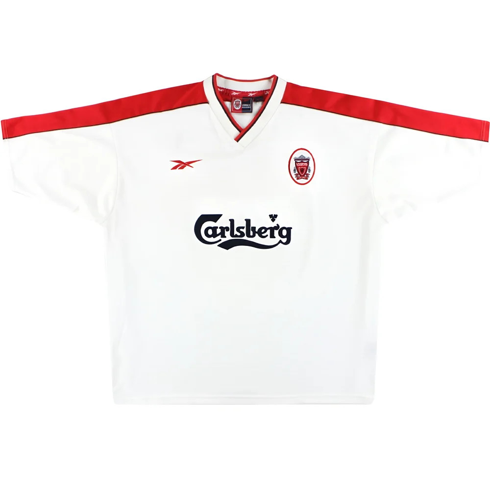 '98-'99 Liverpool Away Shirt ) (Excellent) Polyester Made By: Reebok Men's White Extra Large