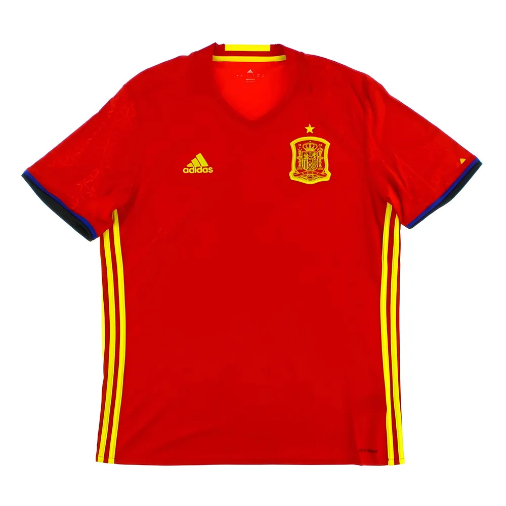 '16-'17 Spain Home Shirt ) (Excellent) Polyester Made By: Adidas Men's Red Extra Small